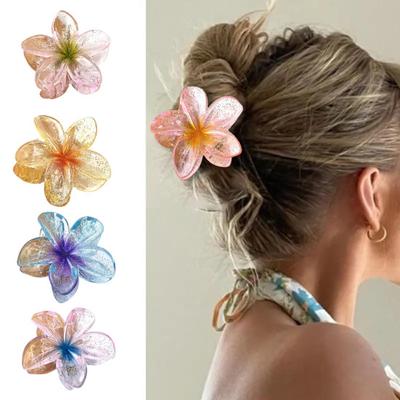 Women Flower Shape Hair Claw Transparent Hair Clip Back Head Hairpin Plastic Material Strong Grip Hair Clip Hair Accessory