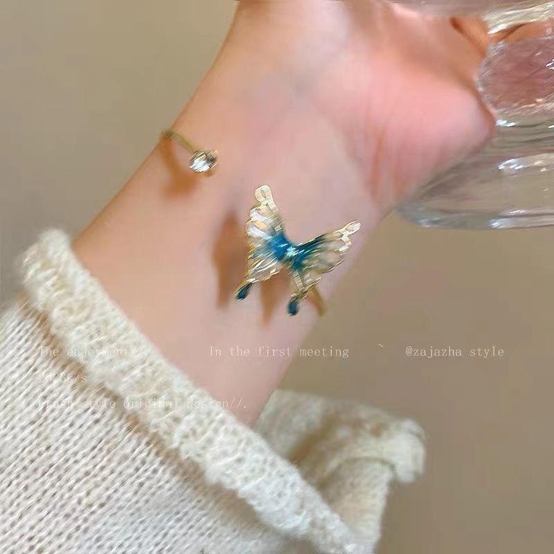 New Chinese green butterfly bracelet niche design sense Chinese style temperament jewelry girlfriends jewelry