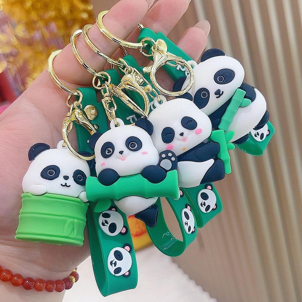 Nationaler Schatz Panda Bambus Schlüsselanhänger - Niedlicher Jungtier Anhänger für Taschen, Anhänger und Geschenke