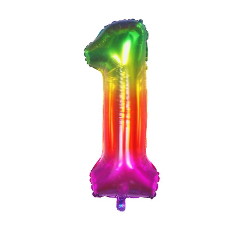 40" Rainbow Gradient Aluminum Foil Number Balloon Birthday Decoration Ornaments for Kids, Helium-Compatible