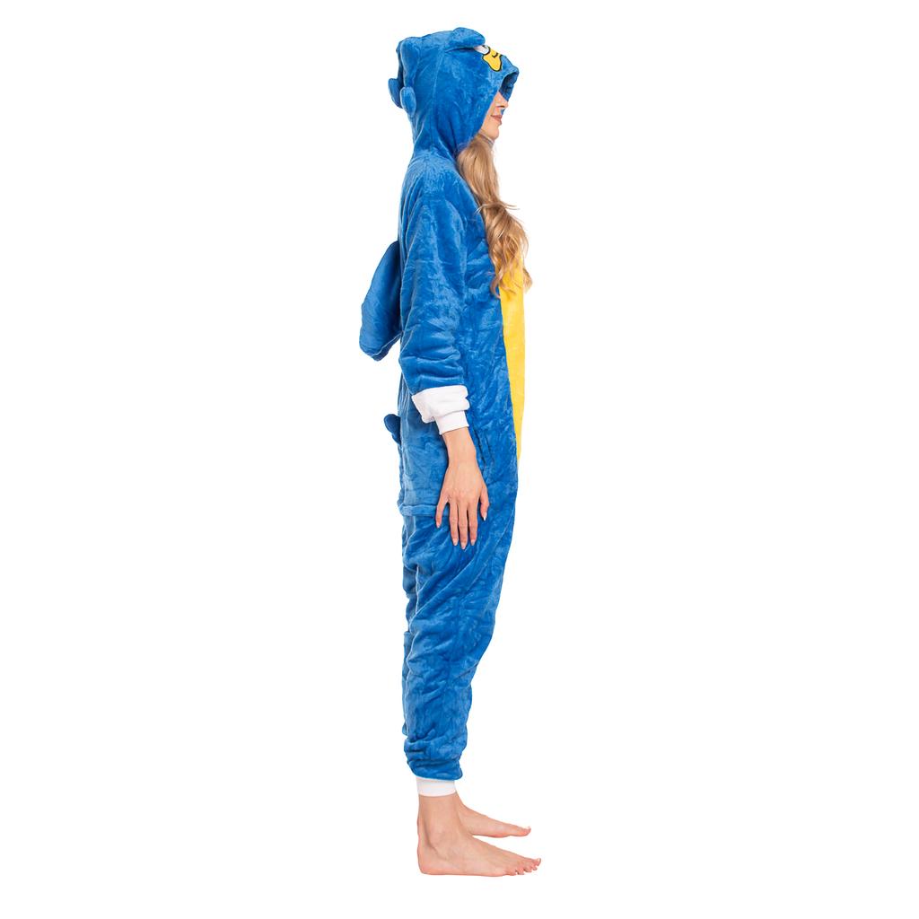 Damen Schlafanzug Overall Kigurumi Onesie Kostüm Sonic Blau 145-155 S