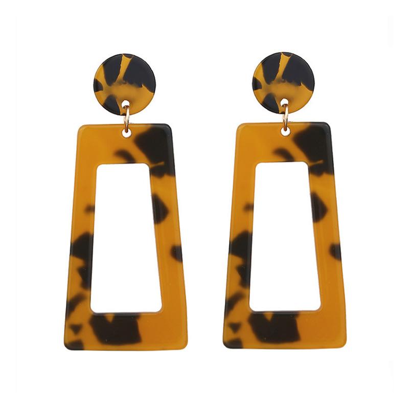 New Fashion Trapezoid Women's Dangle Earrings Leopard Print Acrylic Acetic Acid Sheet Geometric Circle Square Long Drop Earrings