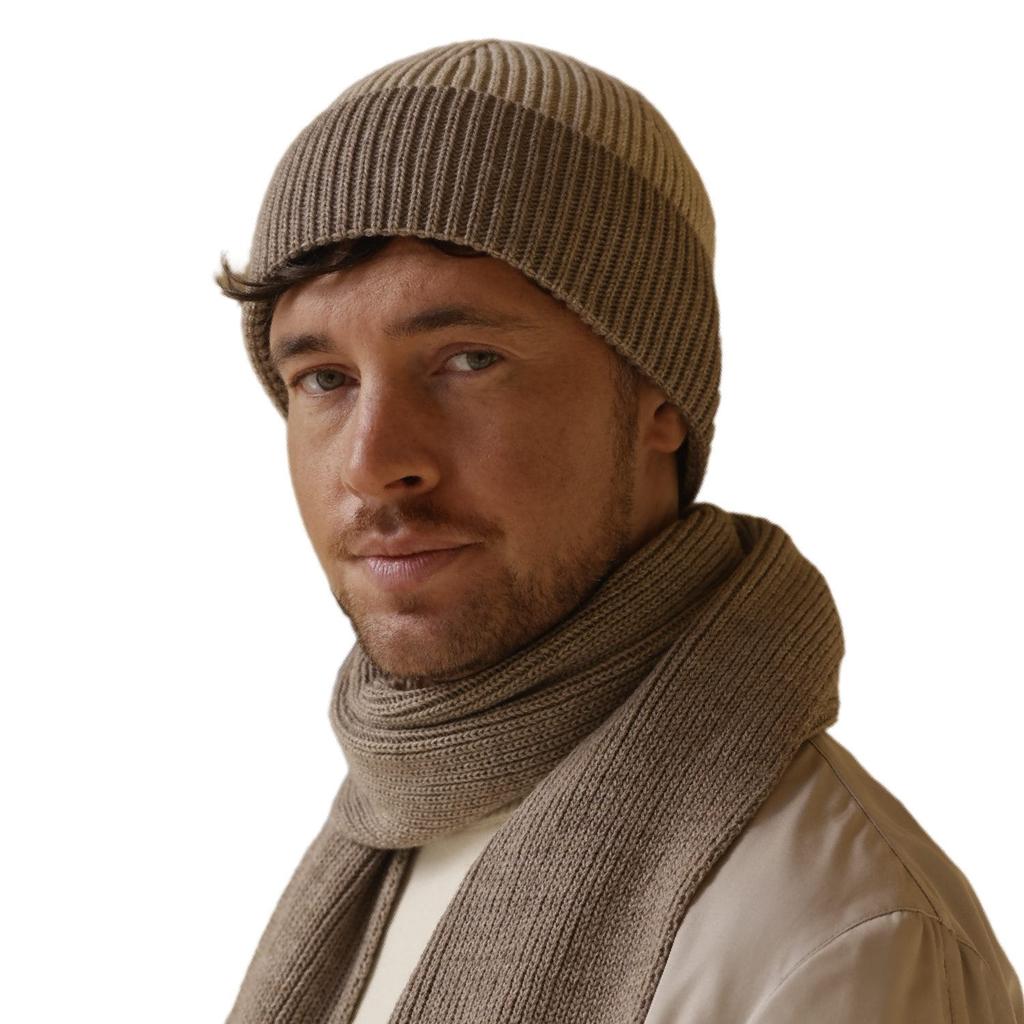 Leon - Men' Ribbed Cap, Light/Dark Beige | Kamea