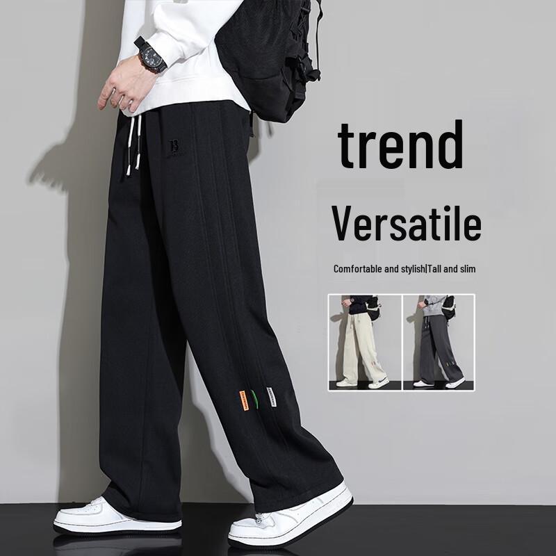 

MONPOC Men s Curved Leisure Straight-Leg Pants L