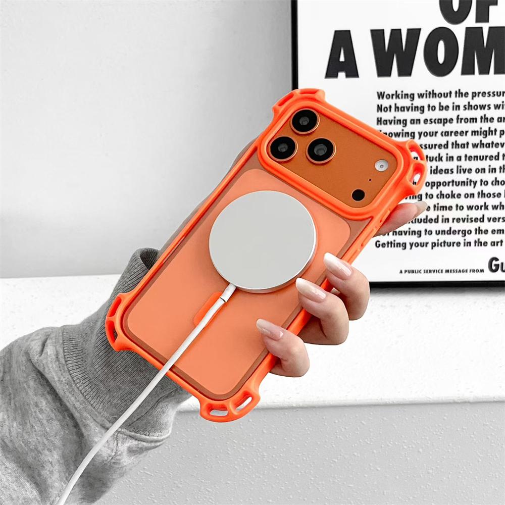 Four Corner Anti-fall Magnetic Acrylic Case For iPhone 17 16 15 14 13 12 Pro Max Plus Clear For Magsafe Wireless Charge Cover