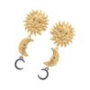 Artistic Sun And Moon Dangle Earrings Zinc Alloy Drop Earrings Sun Moon Ear Studs For Beach Vacation Party Outfit