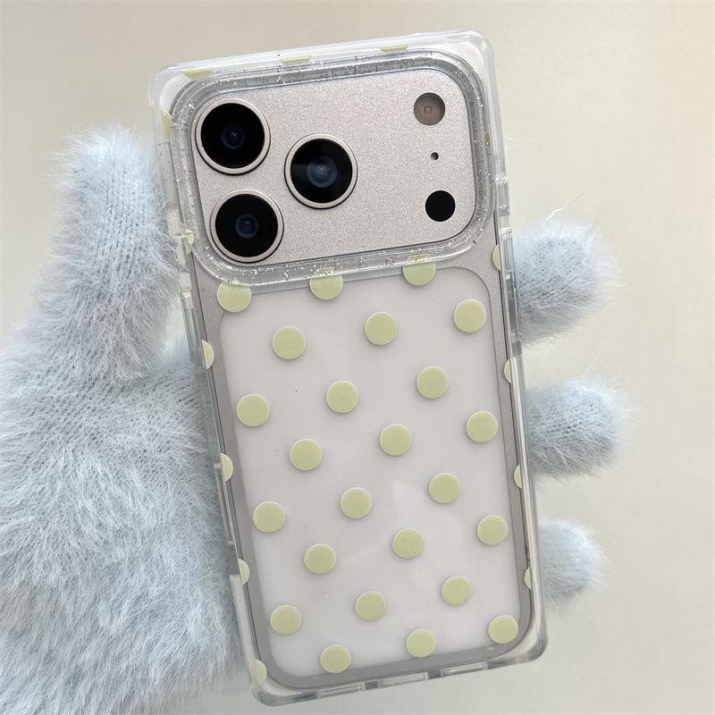 

Korean Style Solid Color Polka Dot iPhone 17 / 16 Pro Max / 15 Pro Phone Case Apple 17