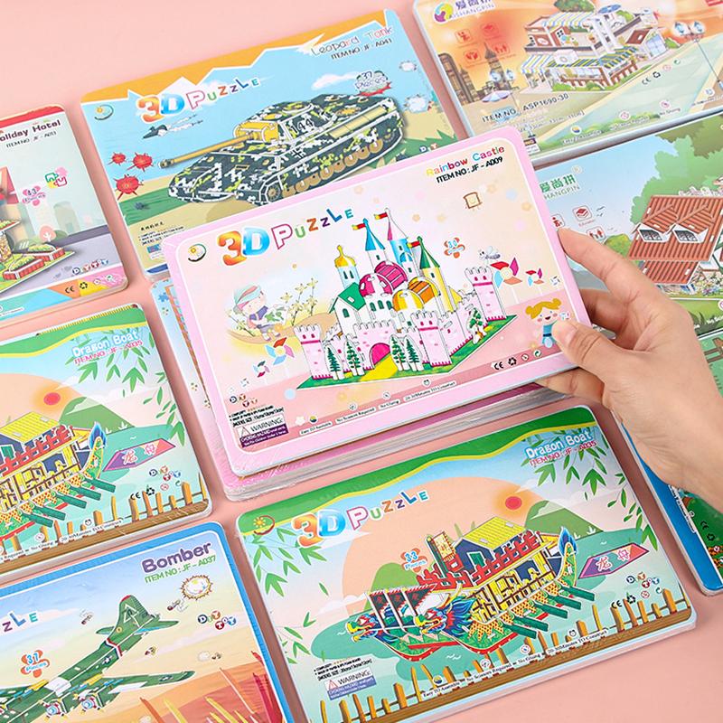 3D Foam Puzzle Set Childrens Building Toy Creative Diy Craft Educational Activity Kit for Kids 3-6Years Small Blocks Gift