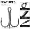 10 PCS/Lot Black High Carbon Treble Hooks Super Sharp Solid Size 1#-14# Triple Barbed Steel Fish Hook Fishing Gear Accessories