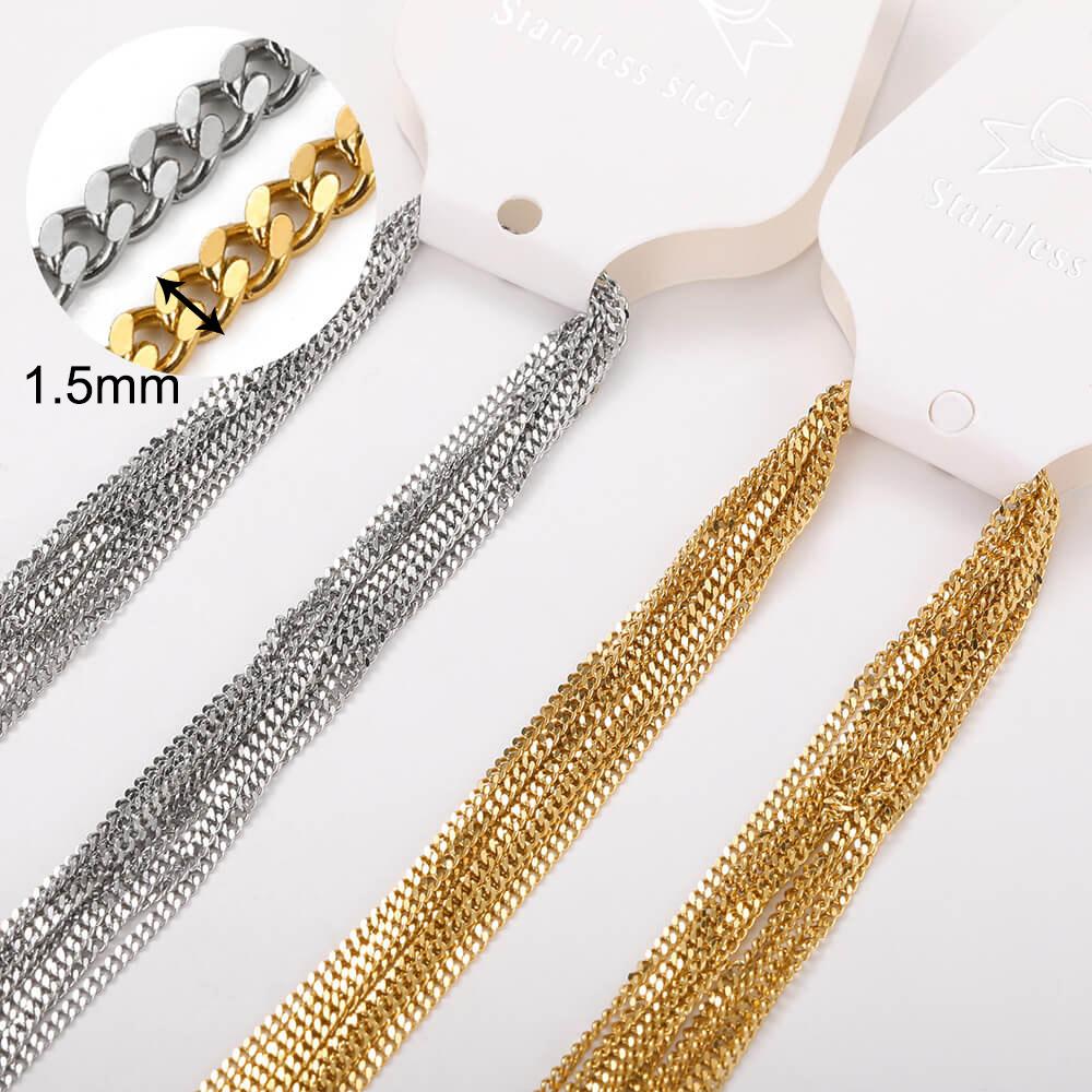 

10pcs/set Stainless Steel Gold Color Necklace For Women 45cm Chain DIY Jewelry Accessories Making Materials Handmade Supplies Platinum Plated