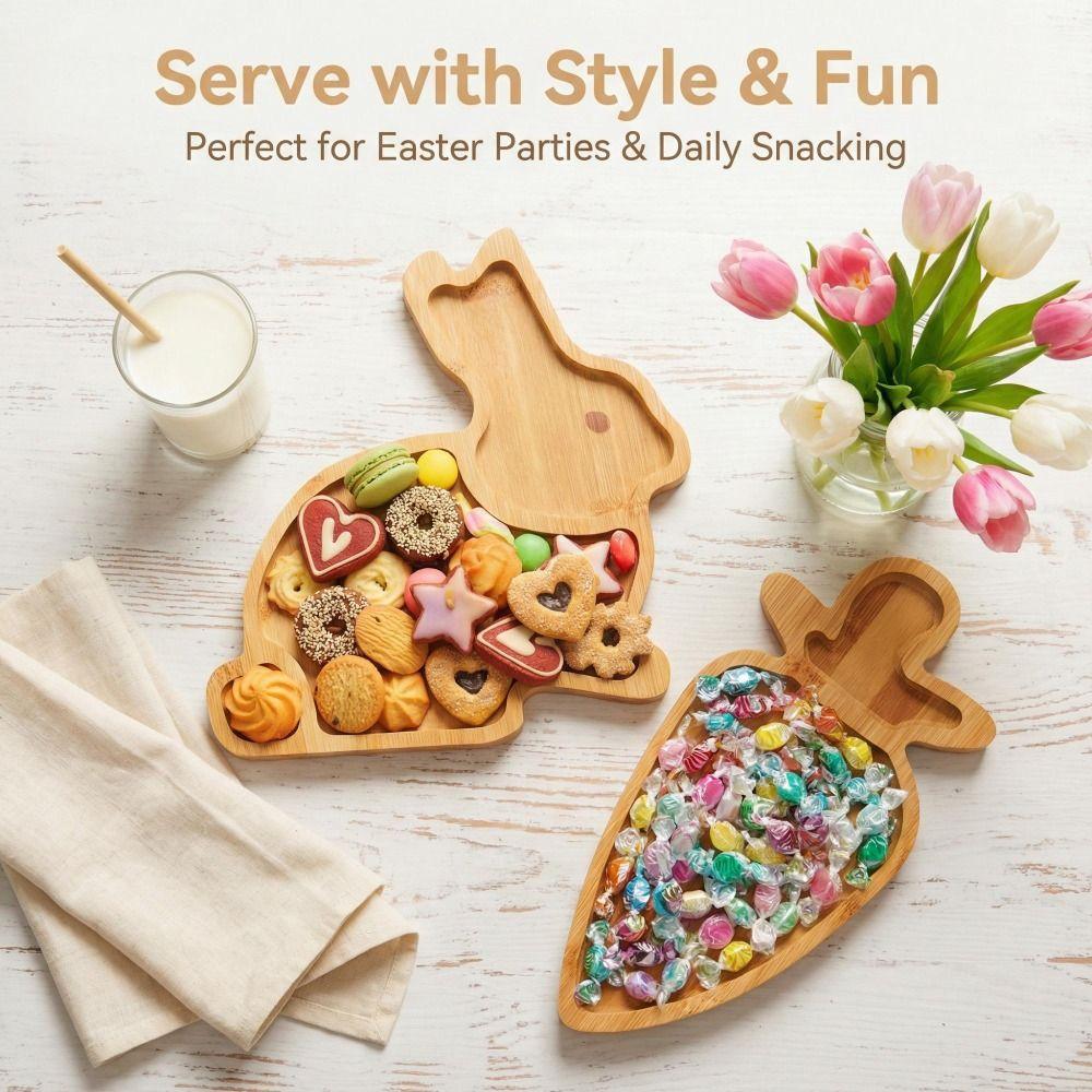 Rustic Style Wooden Serving Platter Rabbit Easter Rabbit Candy Plates  Tea Snacks