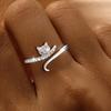Minialist Cat Adjustable Ring for Women Shiny Cubic Zirconia Thin Band Cute Party Daily Fashion Fancy Animal Jewelry Gift