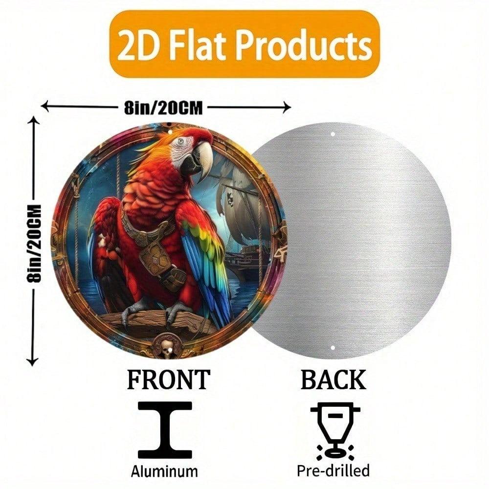 Urban Parrot 2D Flat Aluminum Wall Decor 8x8 Inch Rustproof Metal Art Plaque For Garden Bedroom Garage