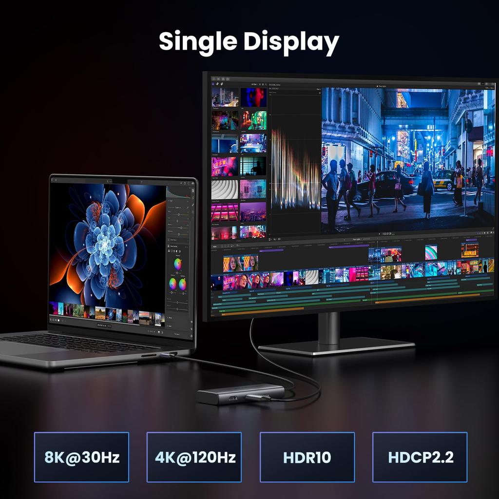 UGREEN Revodok 206 USB C Hub with Dual HDMI Docking Support with Single 100W PD Fast 5Gbps Data Compatible with MacBook and iPad C port does not