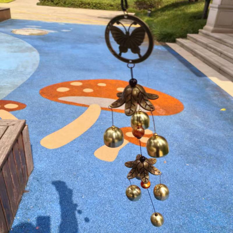 Double Metal Bell Pendant Wind Chime Brass Color Bell Hanging Decoration Suitable For Home Patio Wall Hanging