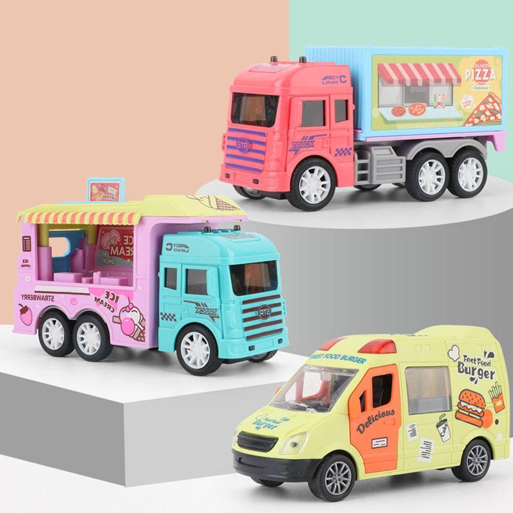 Door Push Forward/Backward Ice Cream Truck Kitchen Role Play Mini Inertia Car Van Lorry Model