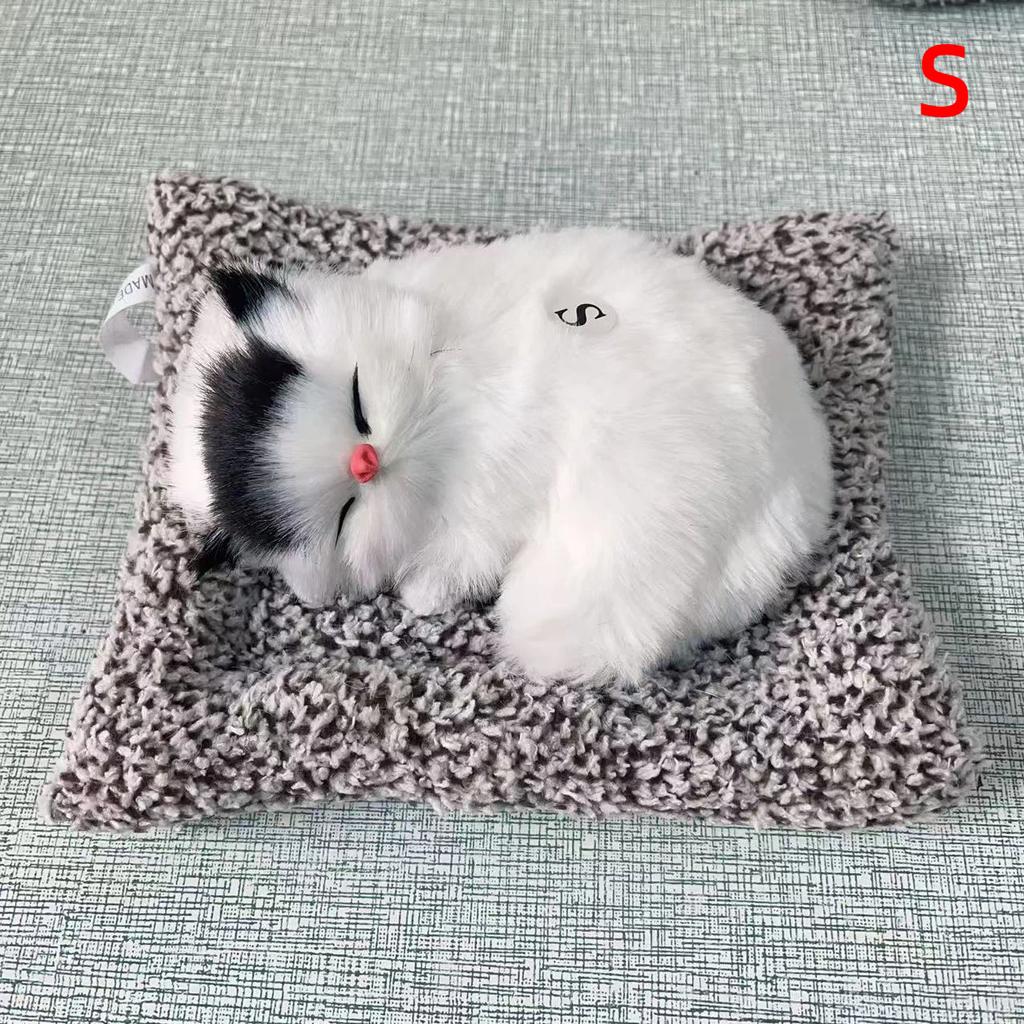 Simulated Cat Ornament With Built-in Activated Carbon Purifying Air Cute Doll Car Decor Sleeping Cat Figurine Press To Sound