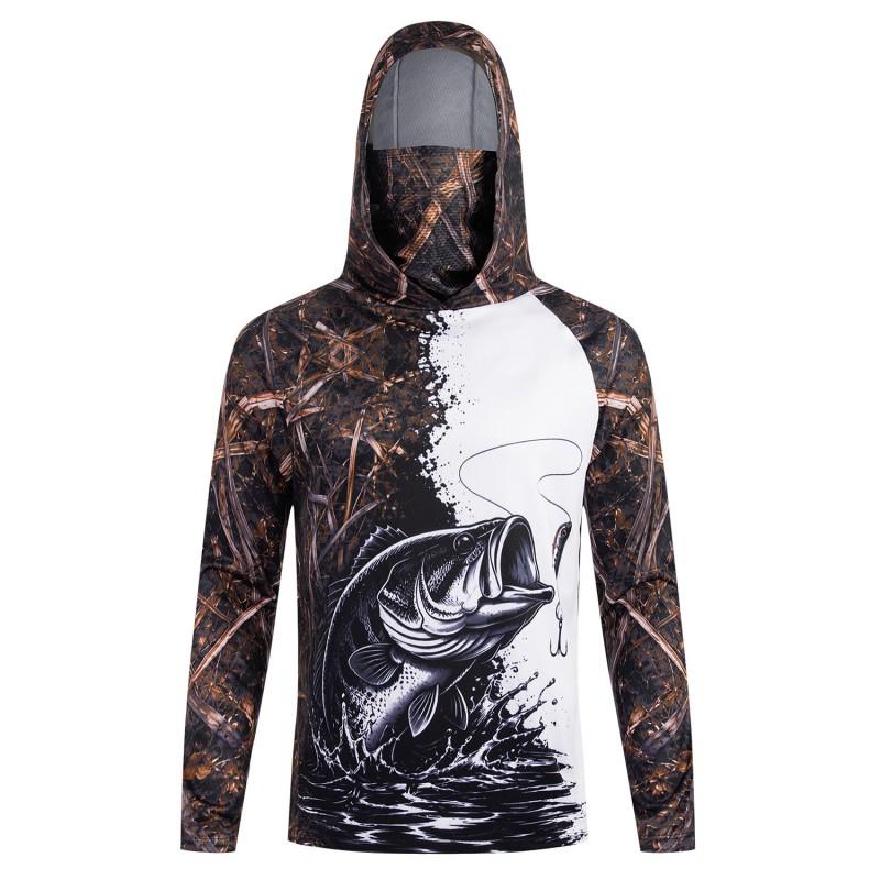 Quick-Dry Breathable Fishing Shirt Long Sleeve Hooded UV Protection Outdoor Sport Apparel Men Fall