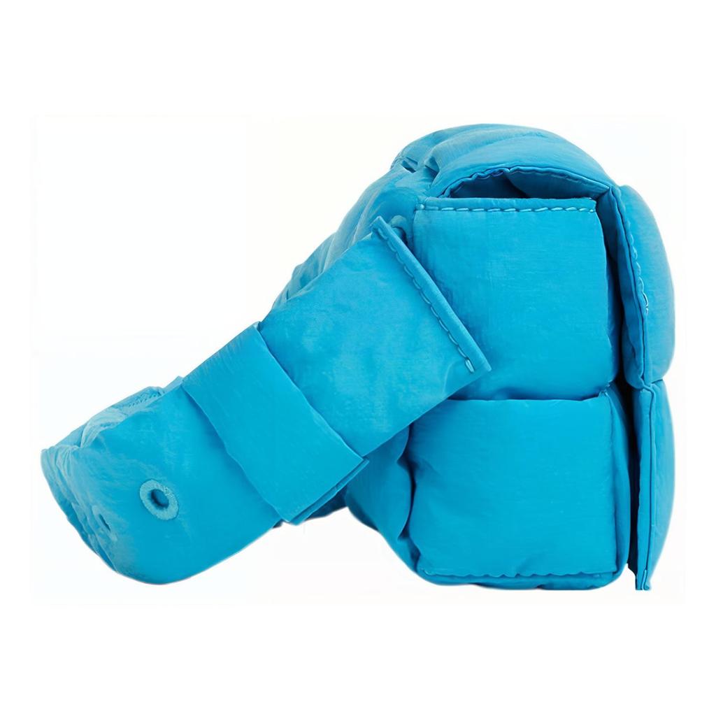 Bottega Veneta Cassette Intreccio Woven Magnetic Closure Nylon Mini Chest Bag Men bags Sky-Blue 679763VBO804617