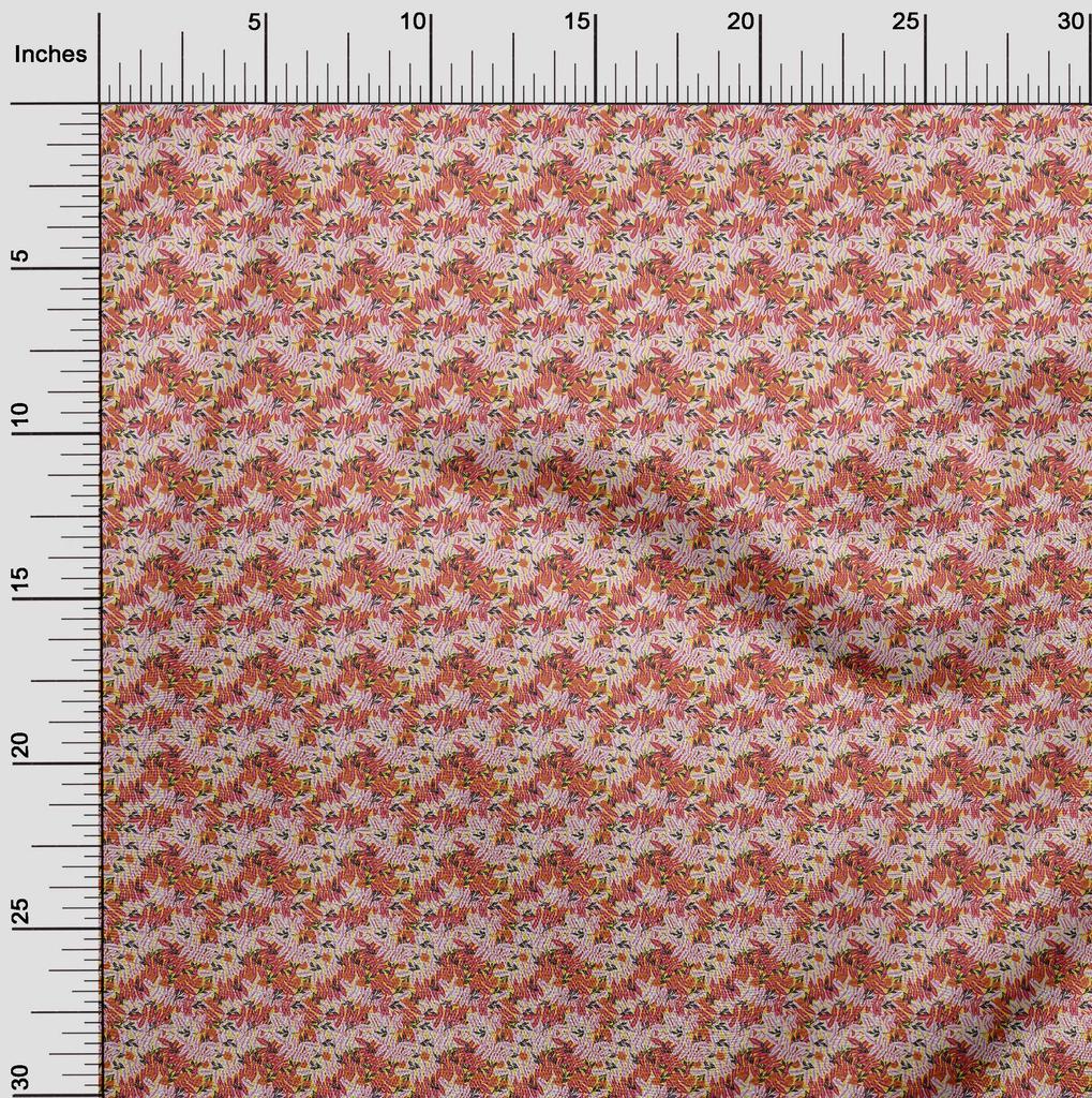 oneOone Cotton Flex Maroon Fabric Leaves Diy Clothing Quilting Fabric Print Fabric By Yard 40 Inch