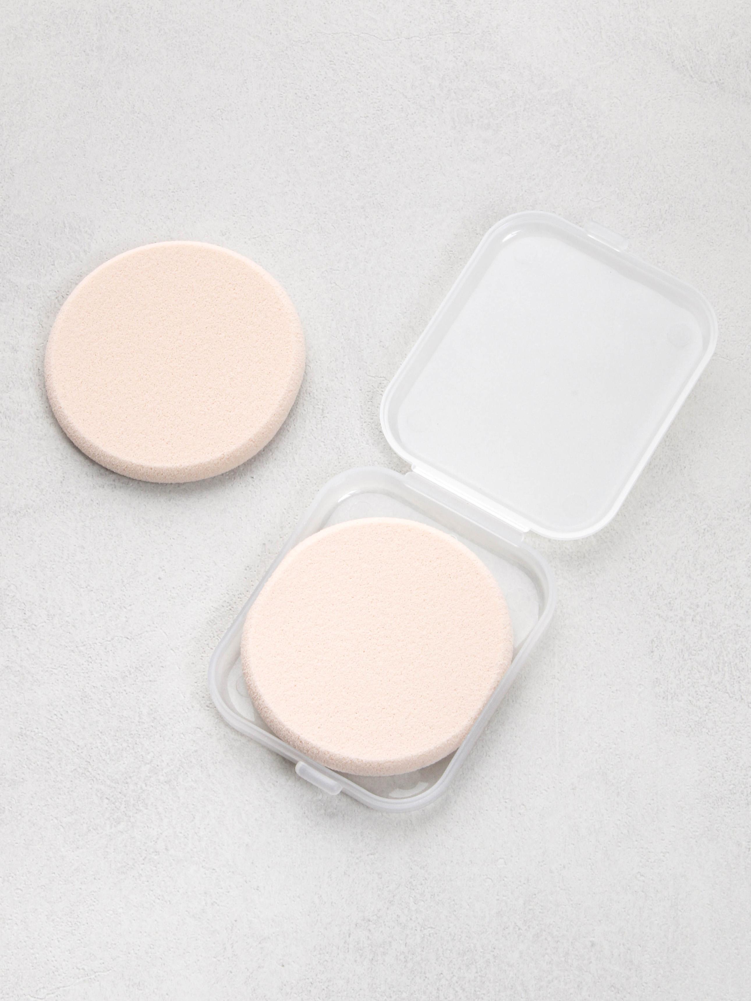 Round Makeup Puffs Set (2-Pack) with Portable Case 1ea