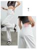 Women's High Waist Wide Leg White Jeans - Small Size, Slimming, Floor-Length
