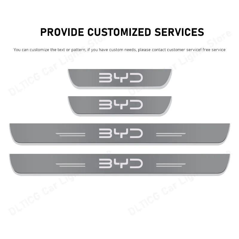 Car LED Wireless Acrylic Threshold Light For BYD ATT0 3 Dolphin Han, Song, Tang Qin Yuan, Seals Tang E6 F3 F0 G3 I3 Ea1 Song Max
