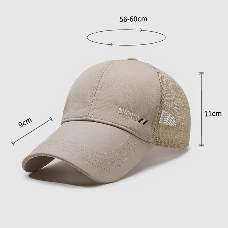 Herren Sommer schnell trocknende atmungsaktive Baseballkappe Outdoor Sonnenschutz Sonnenhut mit langer Krempe