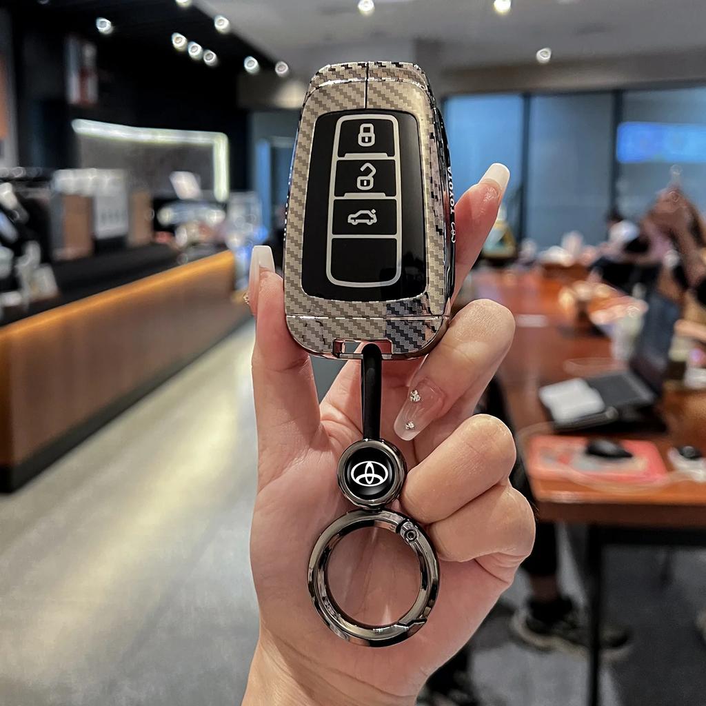 Zinc Alloy Car Key Case Cover Shell Fob For Toyota Prius Camry Corolla CHR C-HR RAV4 Land Cruiser Prado Car Keychain Accessories