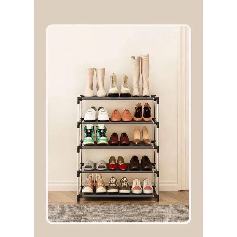 Portascarpe Elegante da Casa Scaffale per Scarpe in Metallo Organizer per Calzature Supporto Salvaspazio Scaffale Nero per Scarpe per Soggiorno