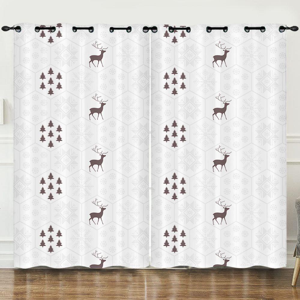 Curtains Simple And Simple Pattern 3D Digital Printing Blackout Curtain Punching