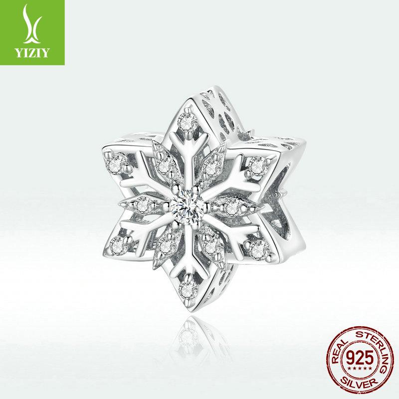 Yin Ziyun White Gold Snowflake S925 Silver Beads BSC368