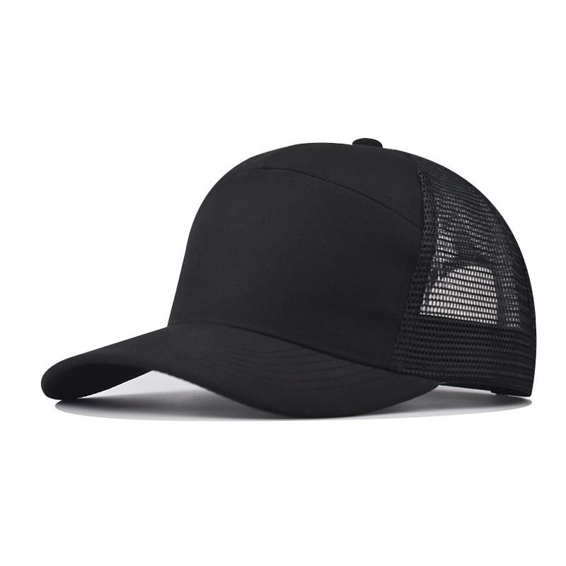 

Block Cotton Color Mesh Cap Baseball Hat With Short Brim For Outdoor Sports Use Black