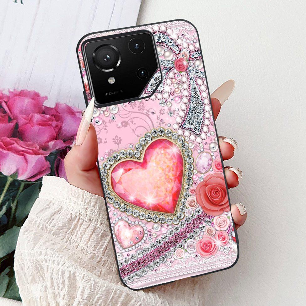 For Asus ROG Phone 9 Pro Back Cover For Asus ROG Phone 9 Case Silicone Cute Cat Luxury Love Funny Painted Shockproof Bumper