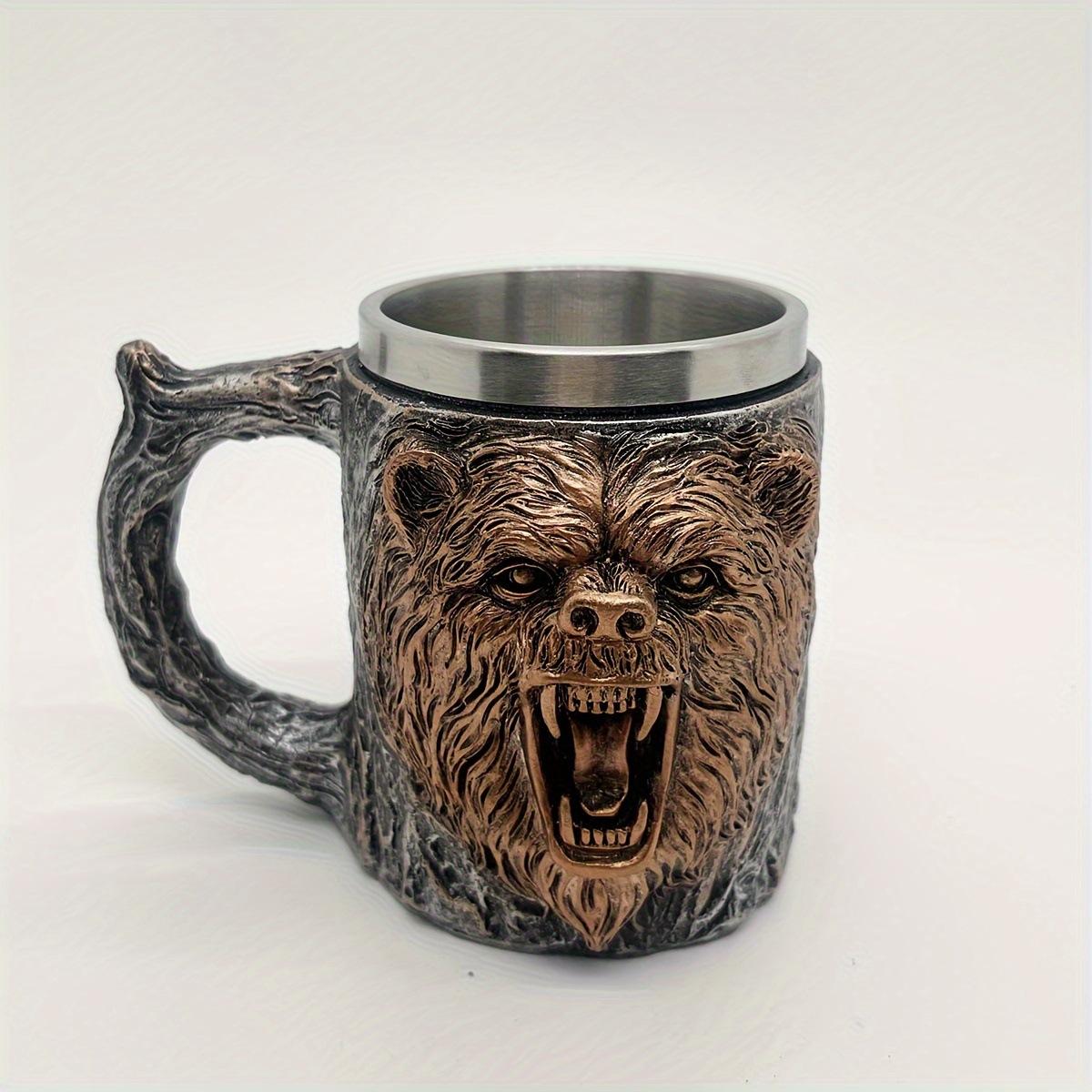 Black Bear Mug Rust Color Bark Texture Design Bar Personality Wine Glass Water Glass Decoration