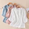 2025 Summer Artistic V-Neck Embroidered Floral Women's Shirt with Five-Point Sleeves