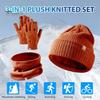 3 Pcs/Set Children Hat Scarf Glove Set Thickened Plush Knitted Anti-slip Windproof Keep Warm Girls Boys Outdoor Neck Cover Gloves Beanie Set