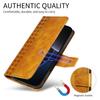 For Samsung Galaxy S25 Edge Leather Case Wallet Stand Grids Imprinted Phone Cover with Strap