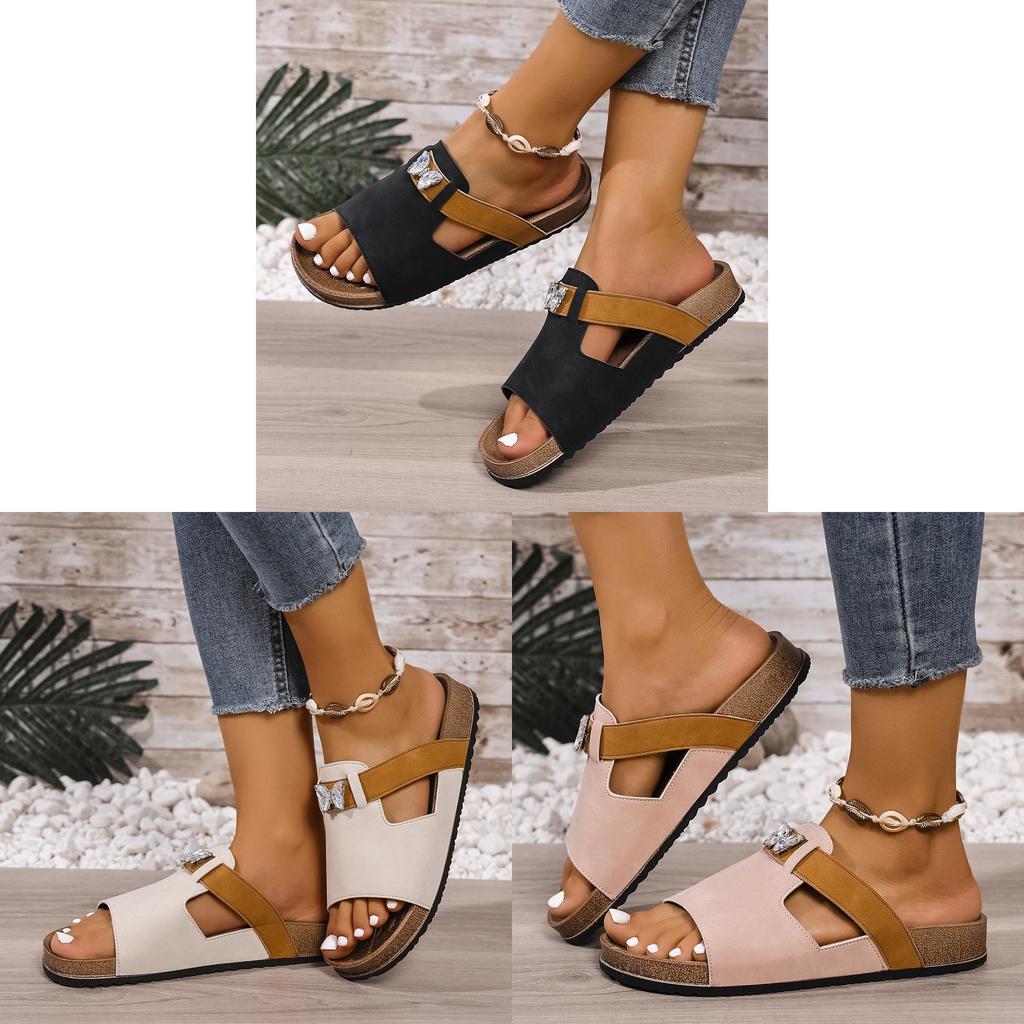 Water Diamond Slides Summer Big Size Pu Casual Flip Flops For Women