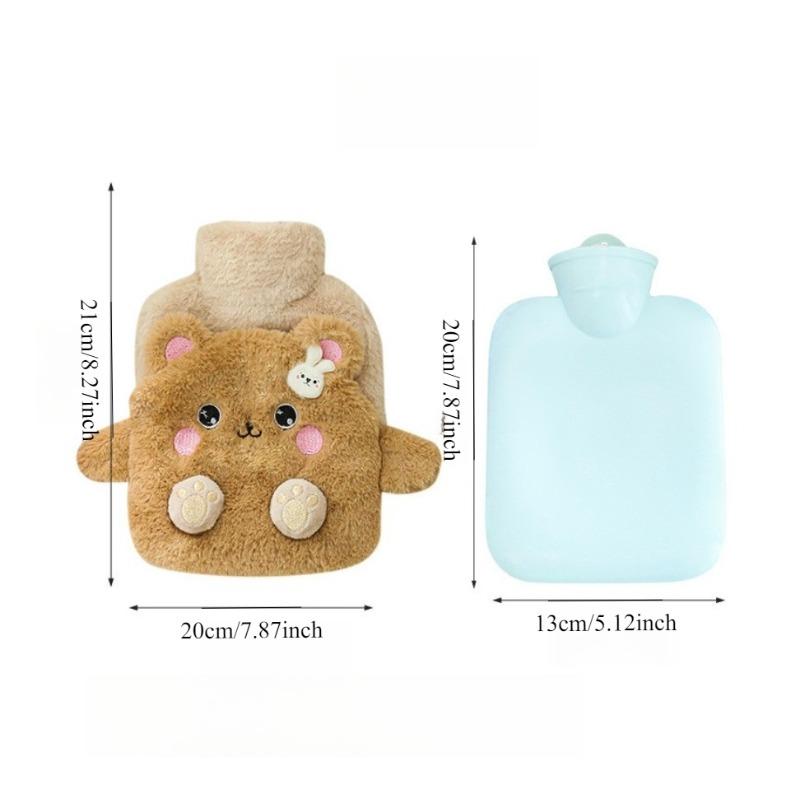 Cartoon PVC Hot Water Bottle, Winter Thick Water-filling Hand Warmer, Plush Warm Belly Bag