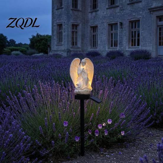 Lighted Praying Angel Statue Solar Garden Light, Waterproof Pathway Retro European Style Lawn Ornament with Stake for Patio Walkway Courtyard