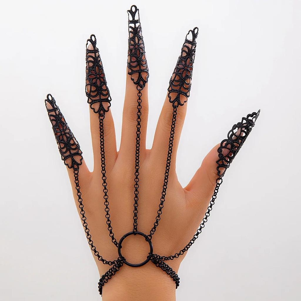 Vintage Offener Hohlfingerring Gliederkette Schmetterlingsarmband für Damen Punk Goldfarbe Kubanische Kette Hand Schmuck Party