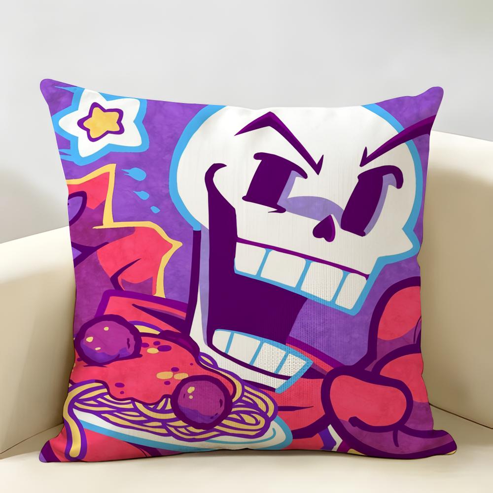 SSans Undertale Anime Cushion Cover Natural Linen Organic Fabric DoubleSided Printing Room Sofa Decor Pillow Case