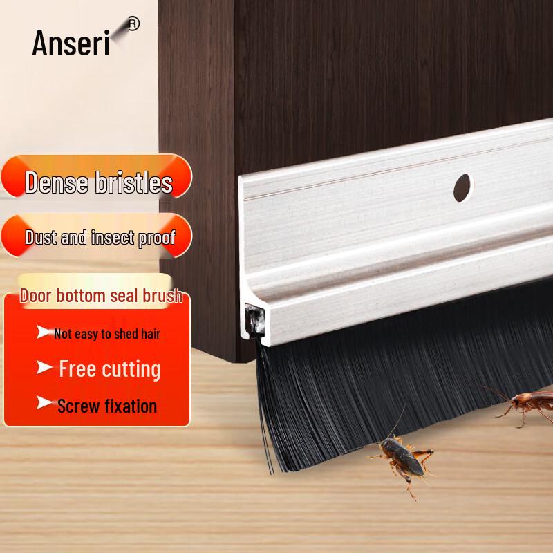 Anserui Aluminum Alloy Door Bottom Brush Seal Strip 1m