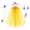 Girls Princess Dress Up Set Cape Wand Crown Jewelry 6pcs Kids Pretend Play Toys