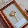 Vintage Long Leaf Pin French Style Metal Glossy Corsage Ornament Ginkgo Leaf Brooch  Banquet