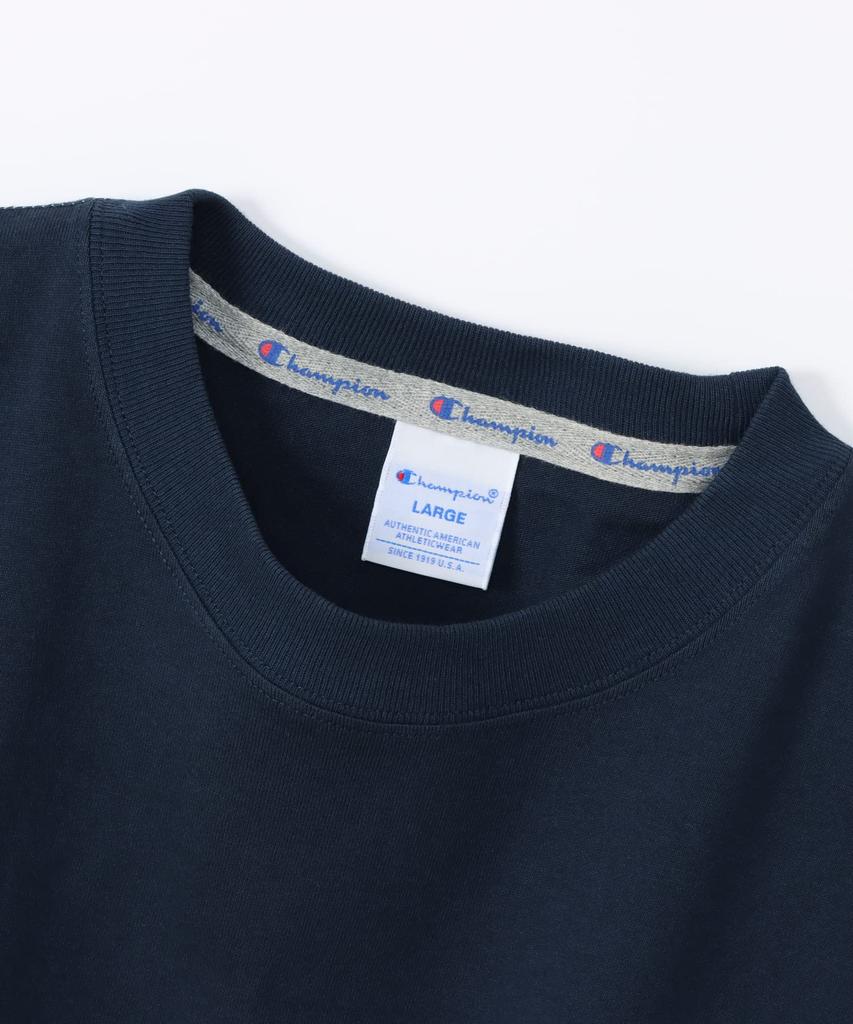 Champion Long Sleeve Relax Crew Action Size XL Men's T-Shirt, 100% Cotton, Fit, Neck, One-Point Logo, Style, Navy, C3-V414,