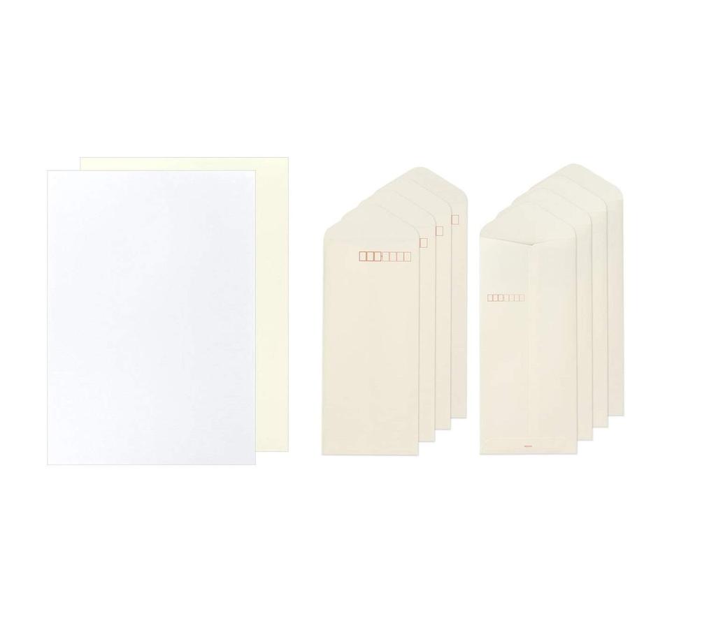 Midori Stationery Set for Writing Beautiful Letters with a Fountain Pen Cream Envelopes for Beautiful Addressing (Blank A) +