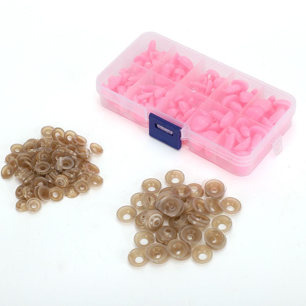 100pcs Accessories Black Plastic Safety Noses Triangle Nose 5 Sizes DIY Nose Pink With Washers Craft Noses