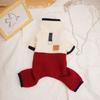 Pet Jumpsuit Cute Dog Winter Jumpsuit Color-Blocking Four-leg Design Comfortable Warm Cat Overall Pet Clothes